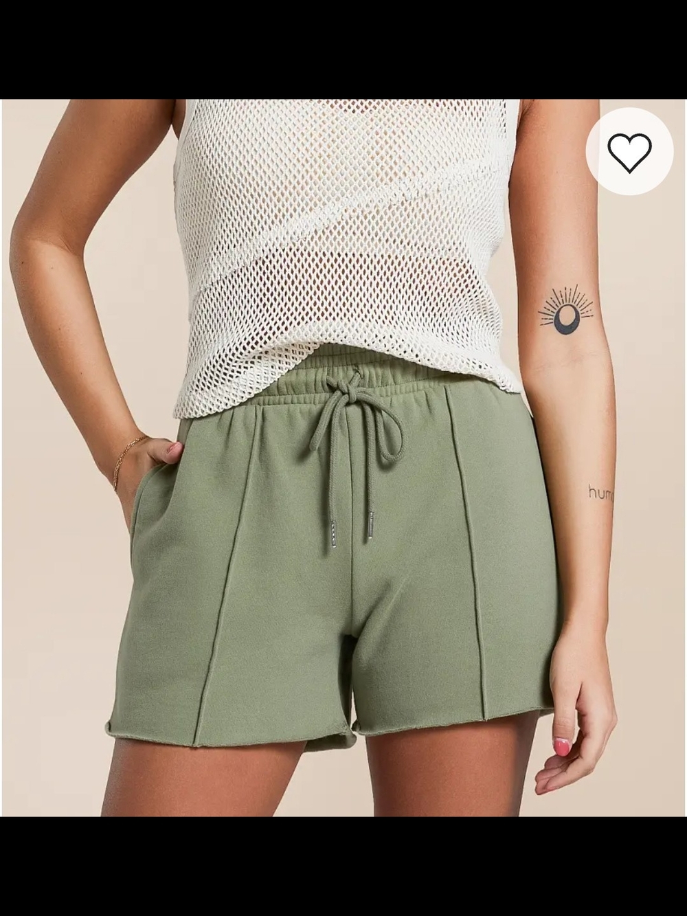 Gilded Intent Oil Green High-Waist Fleece Drawstring Shorts